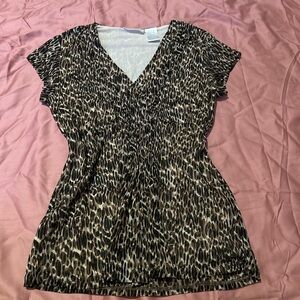 Leopard Print V-Neck Women's Top